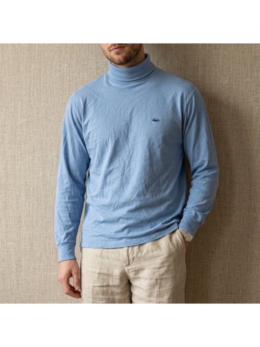 Vintage Izod Lacoste Shirt Mens Sz XL Turtleneck Long Sleeve 80s Retro Pullover